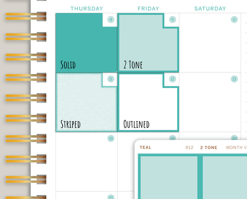 Monthly Box with Date Cut-out Planner Stickers for 2021 MakseLife Planner R12