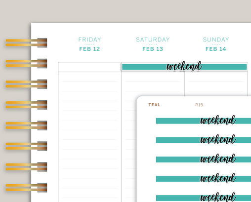 Vertical Highlight Weekend Header Stickers for Makse Life Planner R15