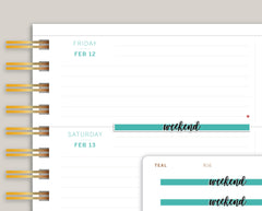 Horizontal Highlight Weekend Header Stickers for Makse Life Planner R16