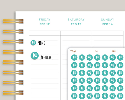 Meal Plan Circle Icon Stickers for Makse Life Planner U14