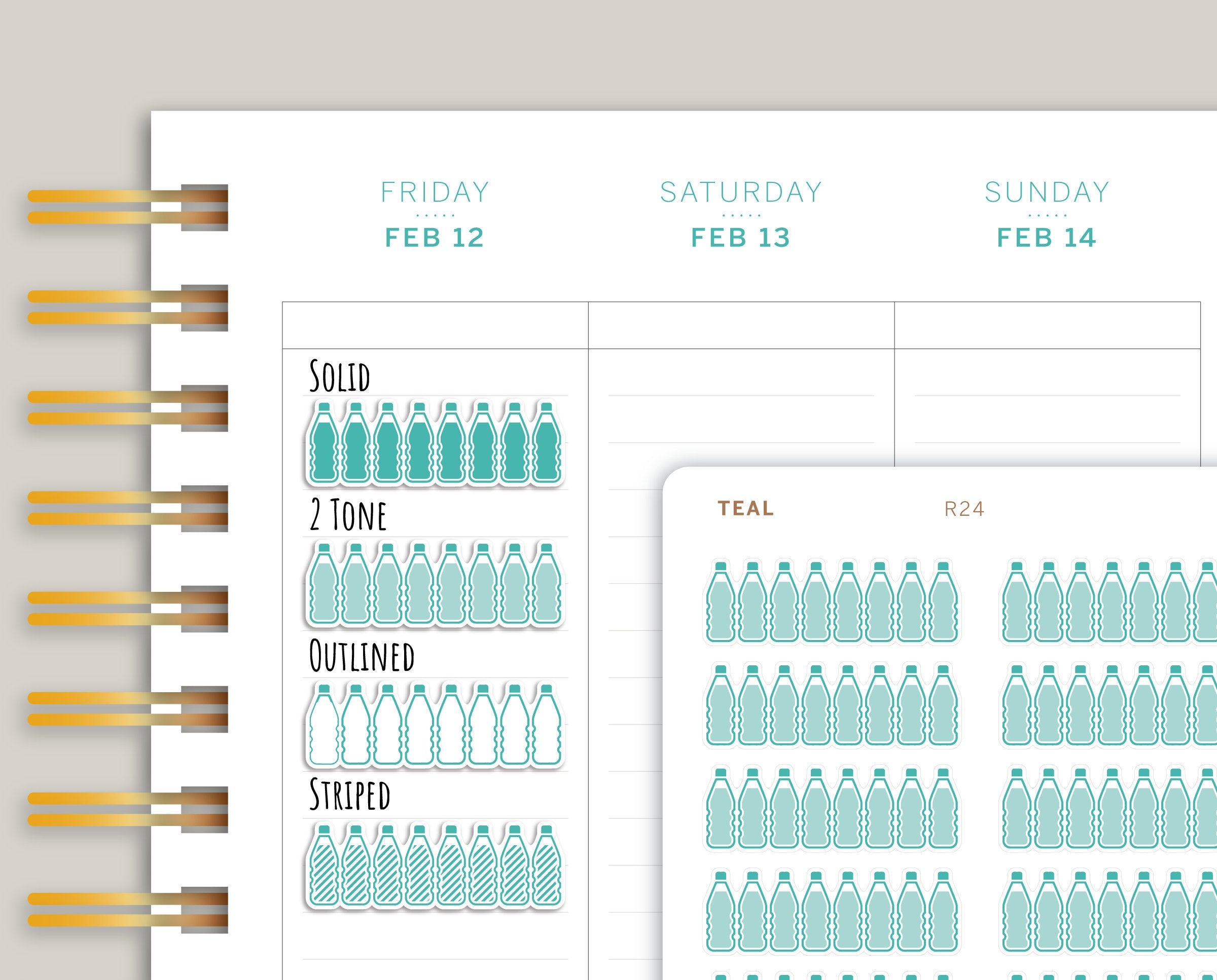 Daily Hydration Tracker Planner Stickers for Makse Life Planners R24