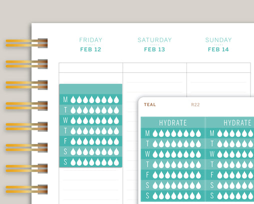 Hydration Tracker Sidebar Planner Stickers for Makse Life Planners R22