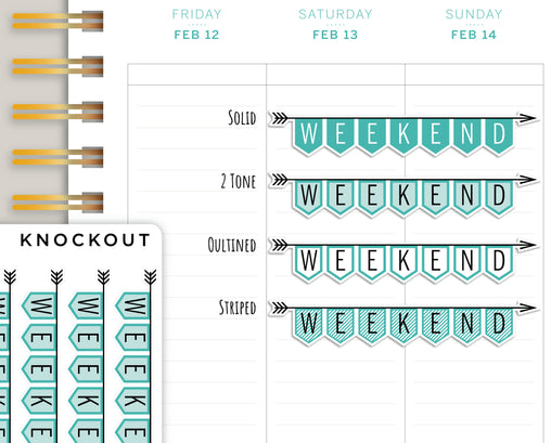 Vertical Weekend Banner Stickers for Makse Life Planner U15
