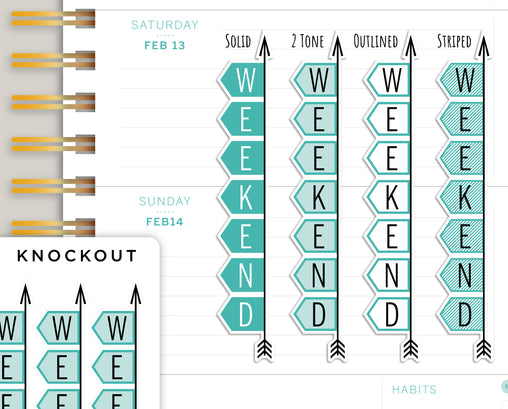 Horizontal Weekend Banner Stickers for Makse Life Planner R21