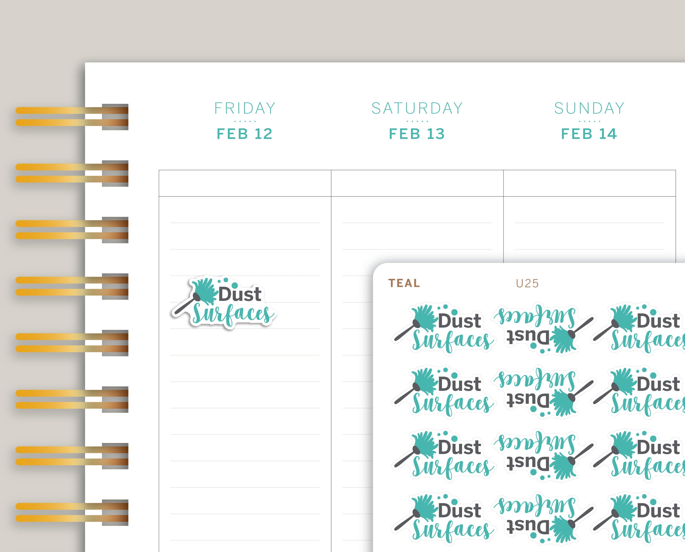 Dust Surfaces Planner Stickers for MakseLife Planner U25