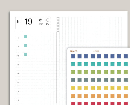 Transparent Checkbox/30 Minute Time Strip for Hobonichi Cousin HTM9