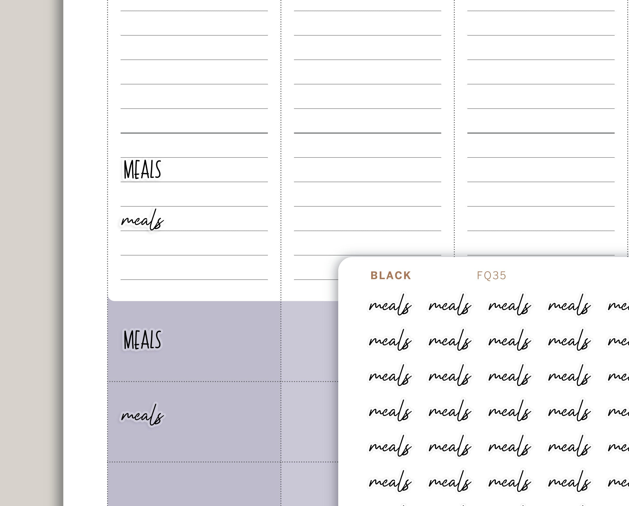 Transparent Meals Planner Sticker FQ35