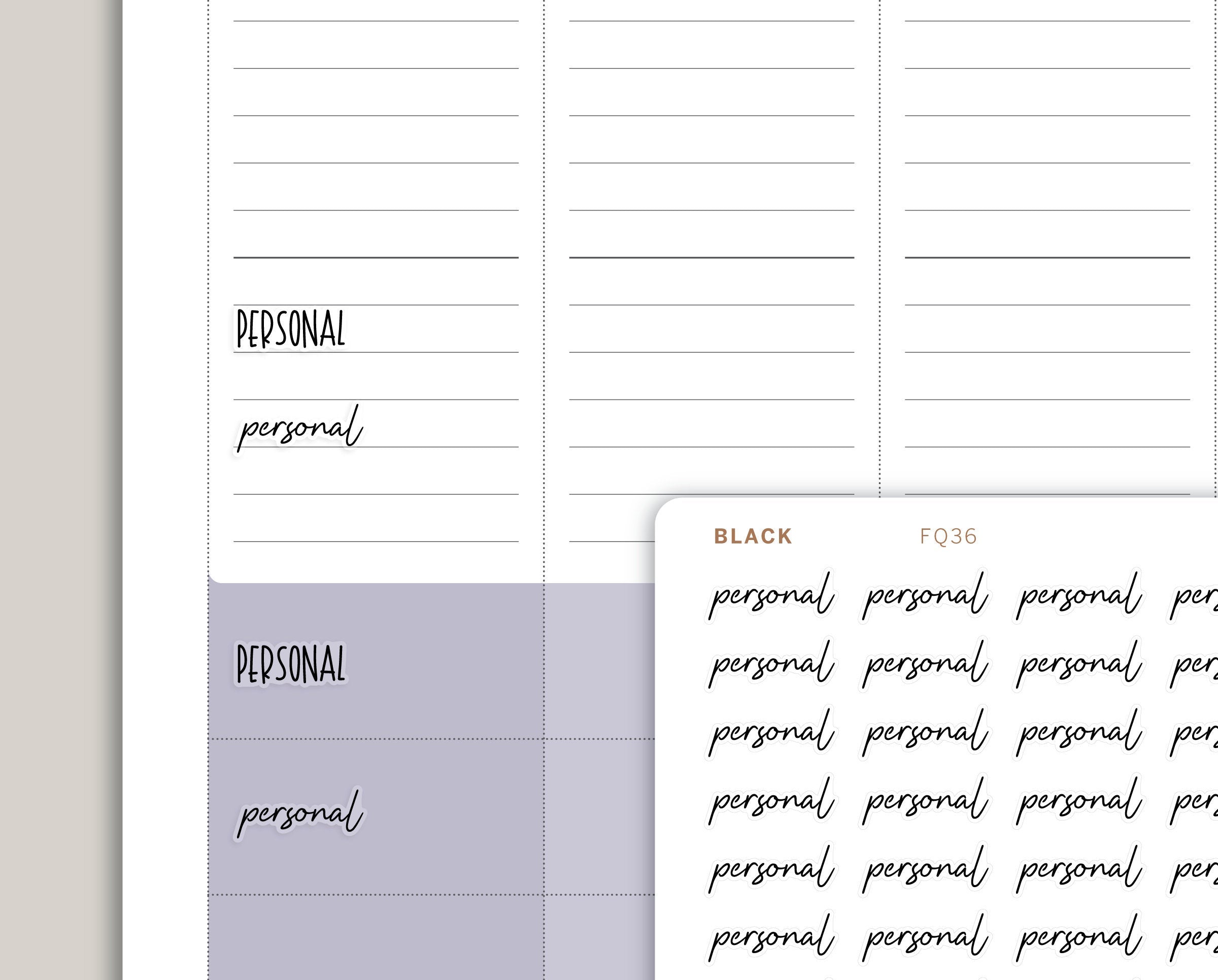 Transparent Personal Planner Sticker FQ36