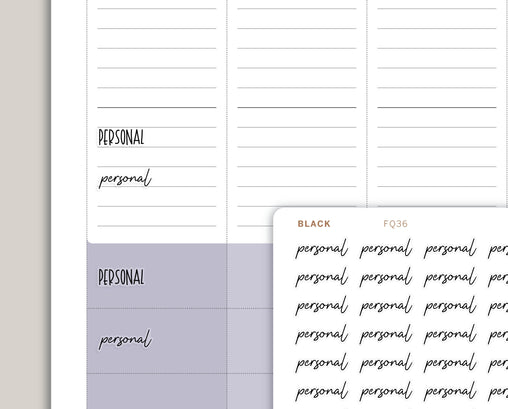 Transparent Personal Planner Sticker FQ36