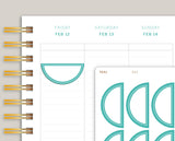 Inset Line Half Circle Planner Stickers for MakseLife R43