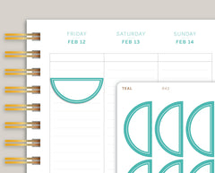 Inset Line Half Circle Planner Stickers for Makse Life R43