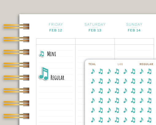 Music Note Icon Planner Stickers for Makse Life Planner U48