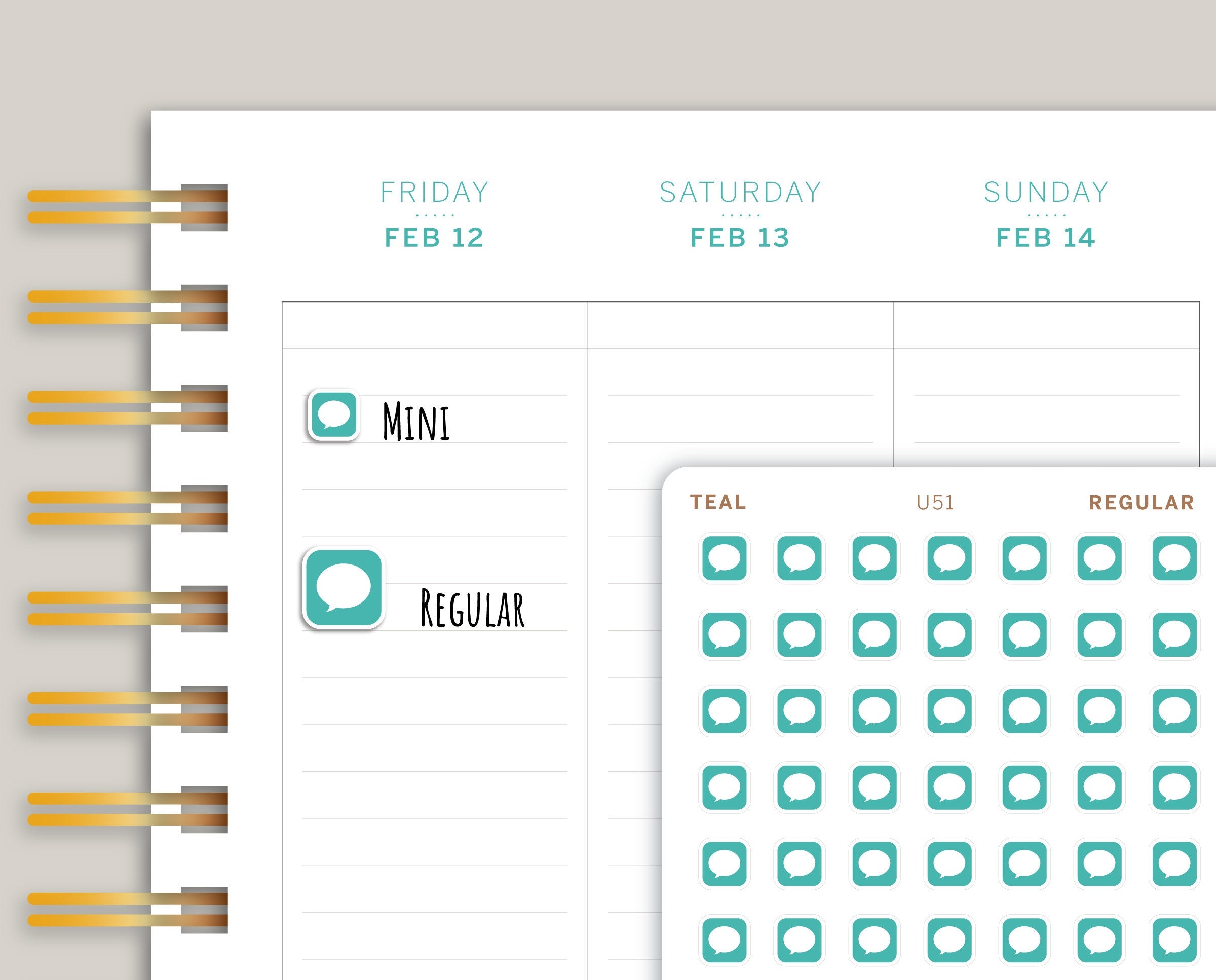 Text Message Icon Planner Stickers for Makse Life Planner U51