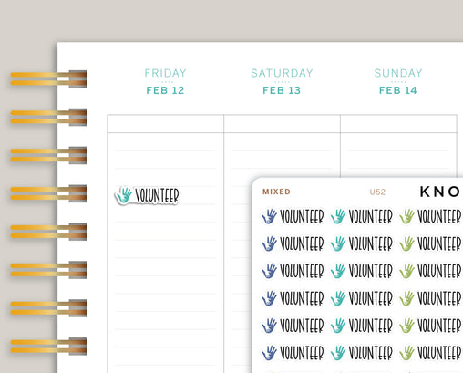 Volunteering Label Planner Stickers for Makse Life Planner U52
