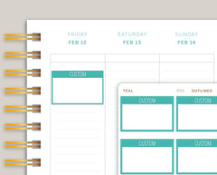 CUSTOM Outlined Half Box with Label Stickers for MakseLife Planners R50