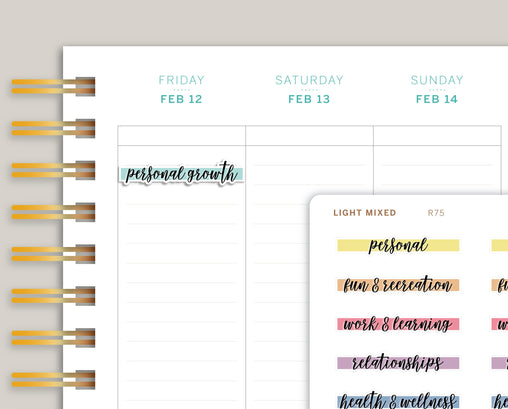 Goal Label Highlight Header Stickers for MakseLife Planners R75