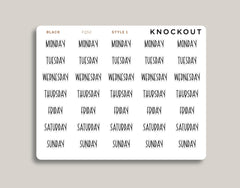Transparent Day of the Week Planner Sticker FQ52