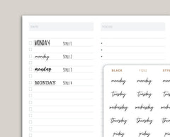 Transparent Day of the Week Planner Sticker FQ52