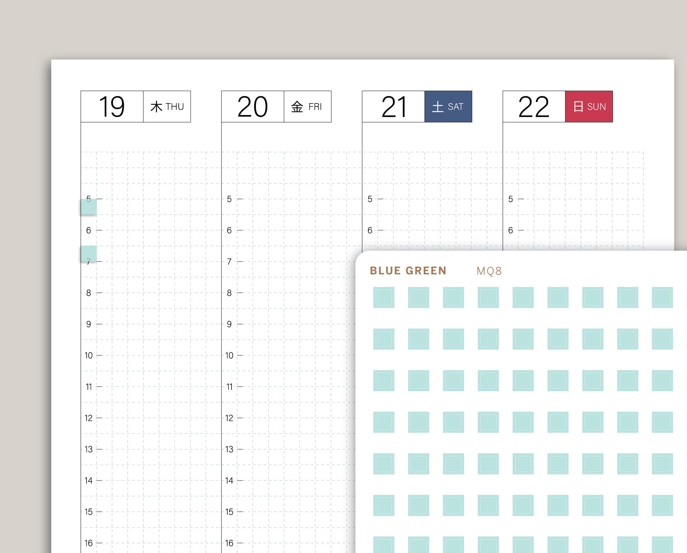 Transparent Checkbox/30 Minute Time Strip for Hobonichi Cousin MQ8