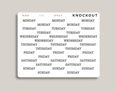 Transparent Day of the Week Planner Sticker FQ52