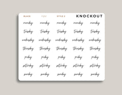Transparent Day of the Week Planner Sticker FQ52
