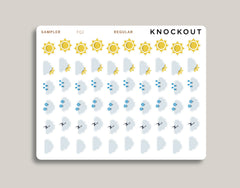 Weather Sampler, Tracker | Sunny, Partly Cloudy, Rain, & Snow | Icon Planner Stickers FQ2