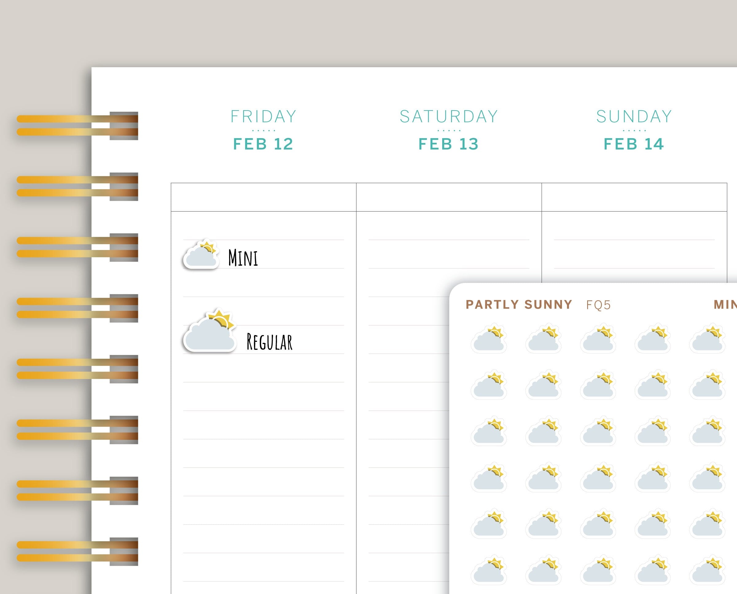 Partly Sunny / Partly Cloudy Weather Icon Planner Stickers FQ5