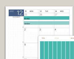 Three Day Month View Washi for Hobonichi Cousin HTL22