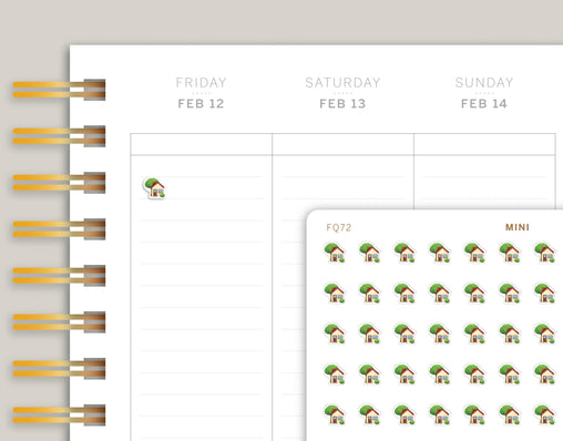 House with Tree Emoji Icon Mini Planner Stickers FQ72