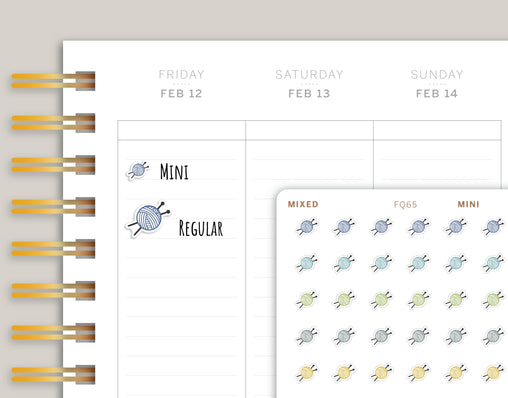 Knitting Needle & Yarn Ball Planner Stickers FQ65