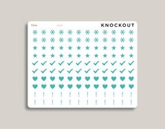 Mini Bullet Journal Icon Sampler Planner Stickers for MakseLife Planner teal
