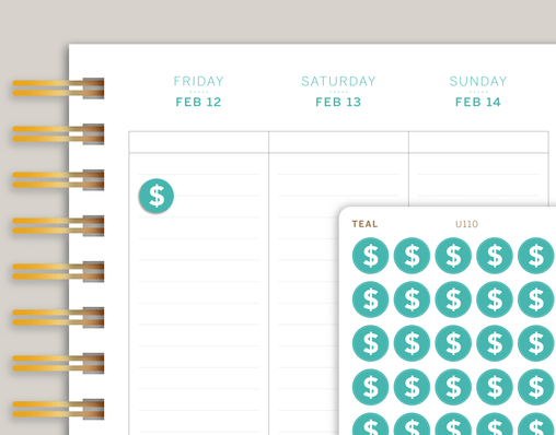 Dollar Sign Circle Planner Sticker for MakseLife Planners cover