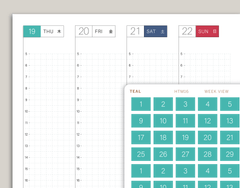 WEEK View Day Number Covers for Hobonichi Cousin HTM16