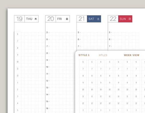 CUSTOM Week View Time Strip Planner Stickers for Hobonichi Cousin Planner HTL23C
