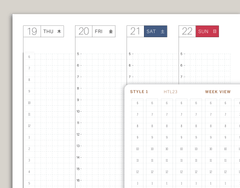 Week View Time Strip Planner Stickers for Hobonichi Cousin Planner HTL23