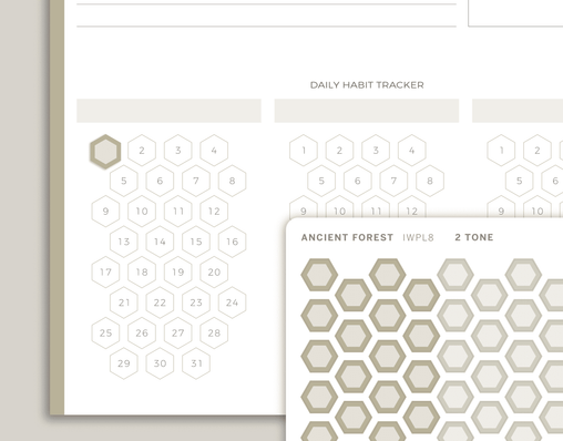 2 Tone Habit Tracker Hexagons Stickers for inkWELL Press Planners IWPL8