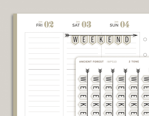 2 Tone CLASSIC Weekend Banner Stickers for inkWELL Press Planners IWPS10