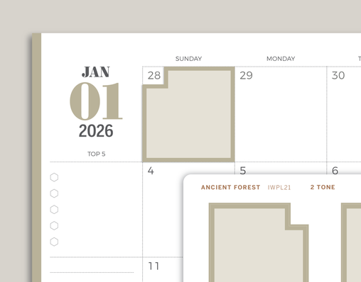 2 Tone Monthly Box Planner Stickers for inkWELL Press Planners IWPL21