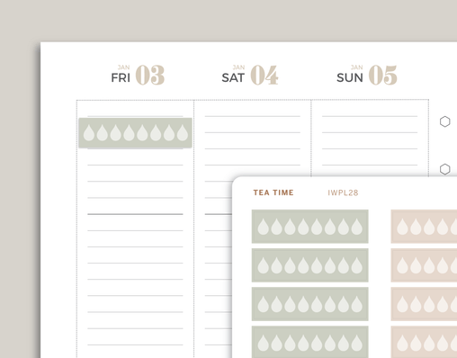 2 Tone Daily Hydration Tracker Planner Stickers for inkWELL Press Planners IWPL28