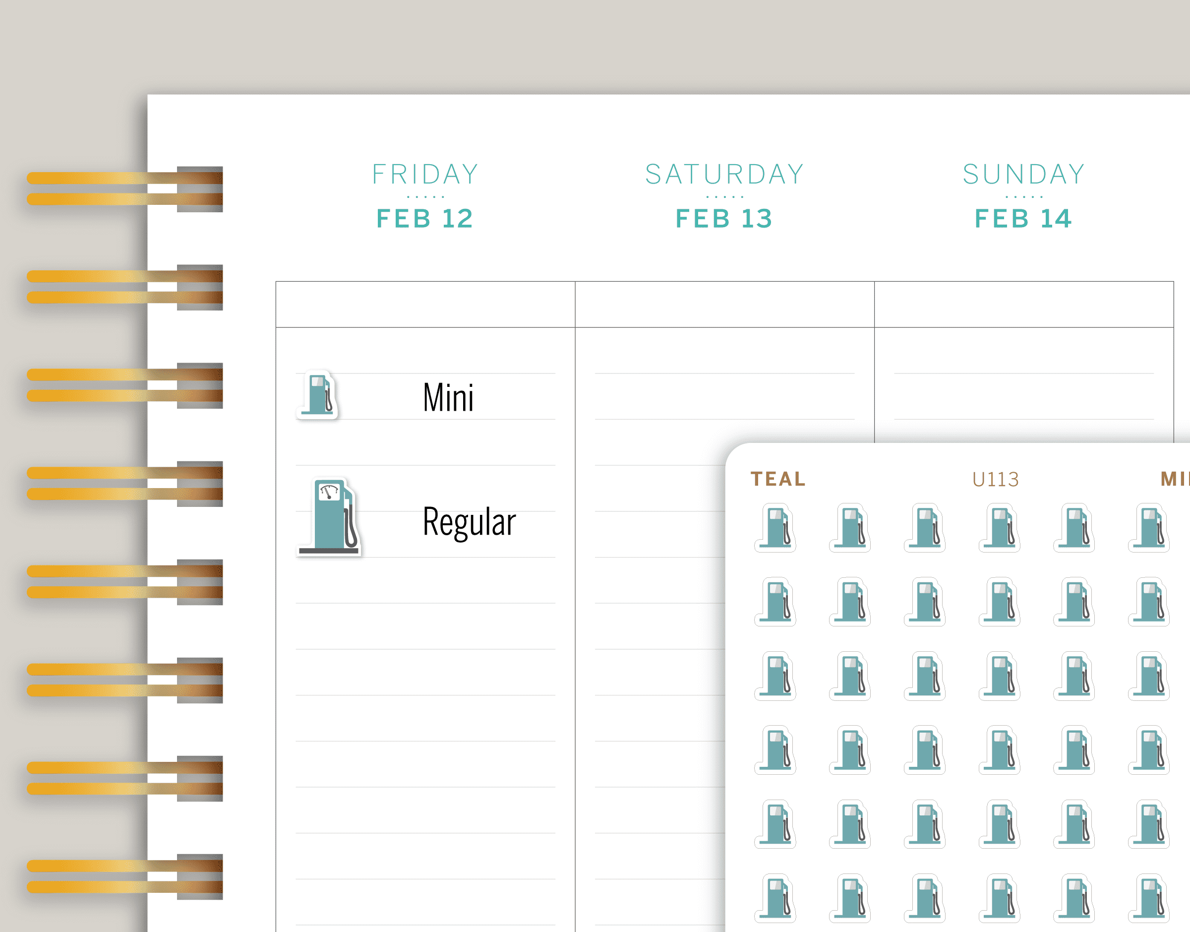 Gas Pump Icon Planner Sticker for MakseLife Planner U113