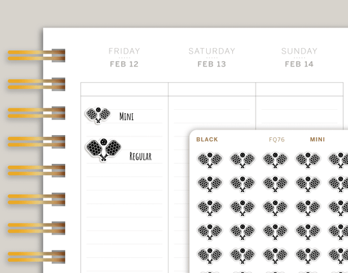 Pickleball Racket Sports & Fitness Planner Stickers FQ76