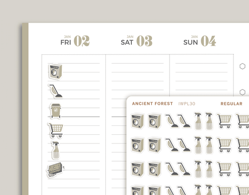 Cleaning/Chore Sampler Icon Planner Stickers for inkWELL Press IWPL30