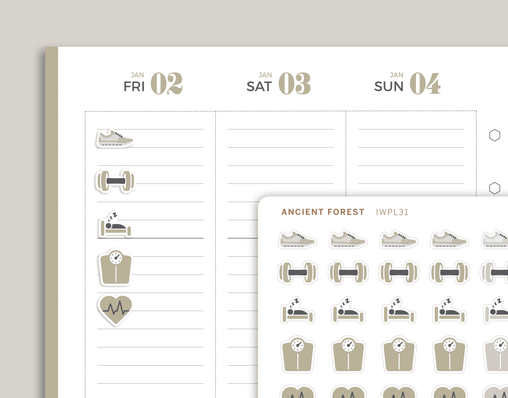 Fitness & Health Icon Sampler Planner Stickers for inkWELL Press IWPL31