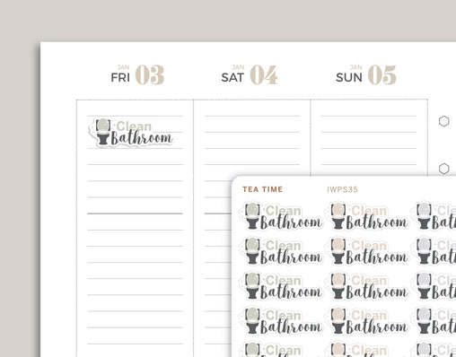 Clean Bathroom Text Planner Stickers for inkWELL Press Planners IWPS35