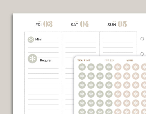 Asterisk Bullet Journal Circle Planner Stickers for inkWELL Press IWPS24