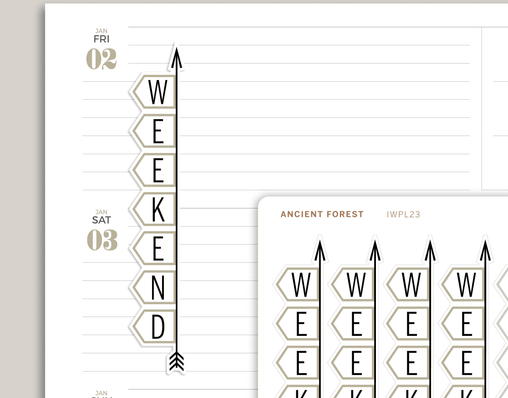 Outlined FLEX Weekend Banner Stickers for inkWELL Press Planners IWPL23