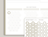 Outlined Habit Tracker Hexagons Stickers for inkWELL Press Planners IWPL8