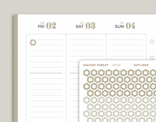 Outlined Mini Hexagons Stickers for inkWELL Press Planners IWPS8