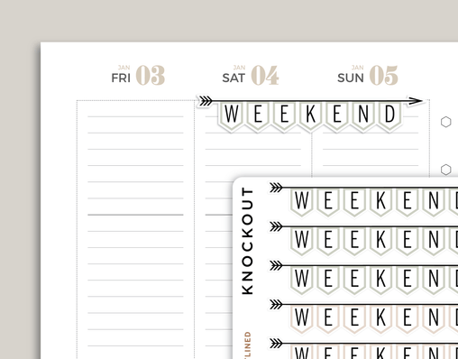 Outlined CLASSIC Weekend Banner Stickers for inkWELL Press Planners IWPS10