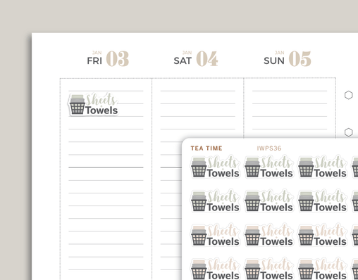 Sheets & Towels Icon Planner Stickers for inkWELL Press Planners IWPS36